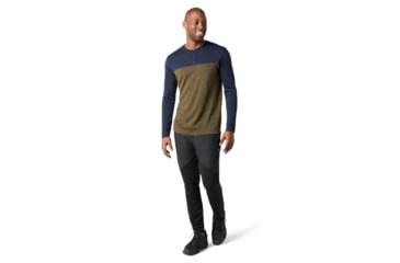 Image of Smartwool Merino Sport 250 Henley - Mens, Deep Navy/Military Olive Heather, 2XL, SW016295E62-XXL