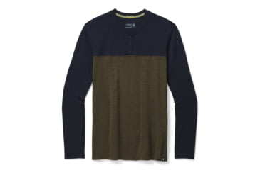 Image of Smartwool Merino Sport 250 Henley - Mens, Deep Navy/Military Olive Heather, 2XL, SW016295E62-XXL