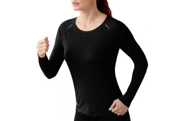 Image of Smartwool PhD Ultra Light Long Sleeve Top - Womens-Black-Large