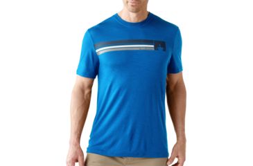 Image of Smartwool Short Sleeve Logo Stripe Tee - Men's-Arctic Blue-Large