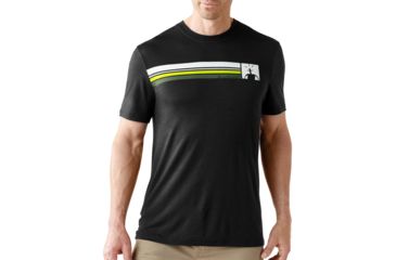 Image of Smartwool Short Sleeve Logo Stripe Tee - Men's-Black-Large