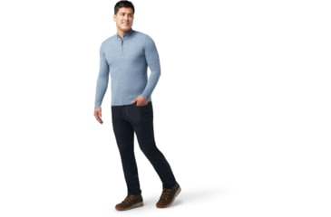 Image of Smartwool Sparwood Half Zip Sweater - Mens, K92 Blue Horizon Heather-Light Gray Heather, Small, SW016427K92S