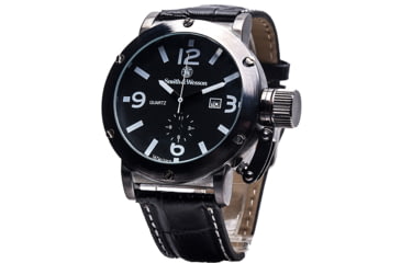 Image of Smith and Wesson Water Resistant EGO Watch w/ Leather Strap, 48mm, Grey SWW-LW6081