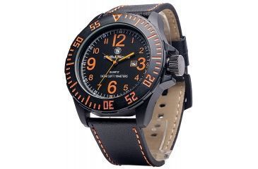Image of Smith and Wesson Water Resistant EGO Watch w/ Leather Strap, 52mm, Black/Orange SWW-LW6058