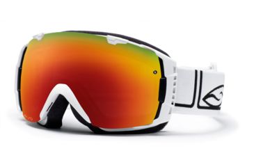 Image of Smith I/O Goggles, White Foundation, Red Sol X Mirror And Sensor Mirror Lenses IO7DXFW10