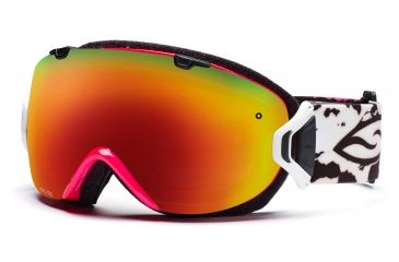 Image of Smith I/OS Goggles, Shocking Pink Jungle, Red Sol X Mirror And Red Sensor Mirror Lenses IS7DXPJ11
