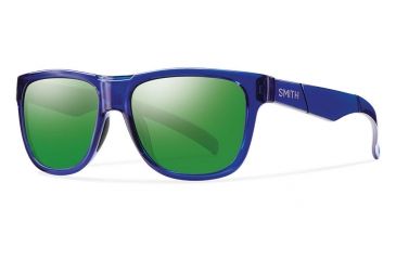 Image of Lowdown Slim Sunglasses-Crystal Blue-Green Sol-X Mirror