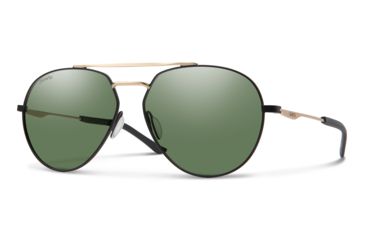 Image of Smith Westgate Sunglasses, Matte Black Gold Frame, Chromapop Gray Green Lens, 201241I4660L7