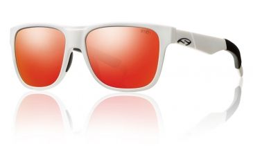 Image of Smith Optics Lowdown Sunglasses - Matte White Frame w/ Red Sol-X Lens LDPCDMMW