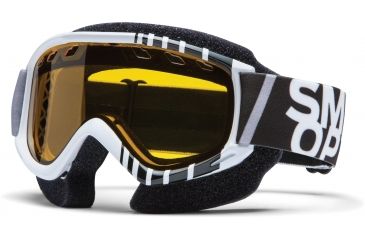 Image of Smith Optics Snow Fuel V.3 MX Goggles - White/Black Vert Frame w/ Yellow Dual Airflow Anti-Fog Lens FV3AWKVSM12