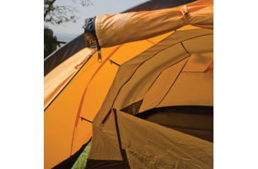 Image of SnugPak Journey Quad Tent, 75D 185T Ripstop Polyester, Two Vents And Two Mesh Vented Doors, Sunburst Orange, 96004
