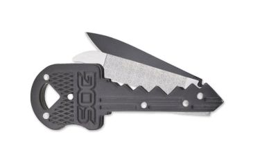 Image of SOG Specialty Knives &amp; Tools 1.5 in. Folding Straight-Edge Drop Point Blade Key-Knife and File, Steel Handle, Black Finish KEY401CP-1397
