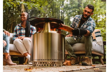 Image of Solo Stove Bonfire Cast Iron Grill Top and Hub, Stainless Steel, Cast Iron Black, Medium, SSBON-COOKING-BUNDLE