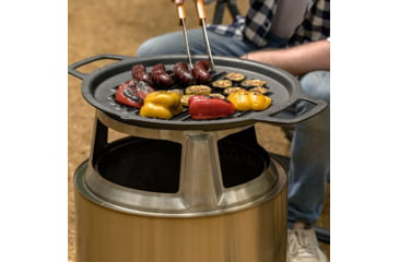 Image of Solo Stove Bonfire Cast Iron Grill Top and Hub, Stainless Steel, Cast Iron Black, Medium, SSBON-COOKING-BUNDLE