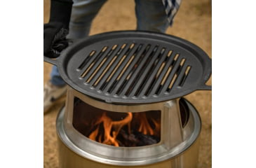Image of Solo Stove Bonfire Cast Iron Grill Top and Hub, Stainless Steel, Cast Iron Black, Medium, SSBON-COOKING-BUNDLE