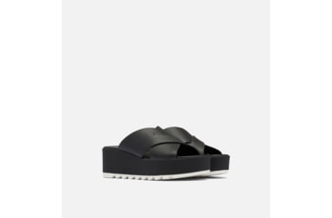 Image of Sorel Cameron Flatform Mule Wedge Sandals Leather- Womens, Black/Sea Salt, 9 US, 1997951-010-9