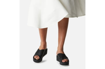 Image of Sorel Cameron Flatform Mule Wedge Sandals Leather- Womens, Black/Sea Salt, 9 US, 1997951-010-9