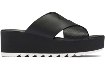 Image of Sorel Cameron Flatform Mule Wedge Sandals Leather- Womens, Black/Sea Salt, 9 US, 1997951-010-9