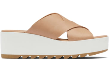 Image of Sorel Cameron Flatform Mule Wedge Sandals Leather- Womens, Honest Beige/Sea Salt, 8 US, 1999151-246-8