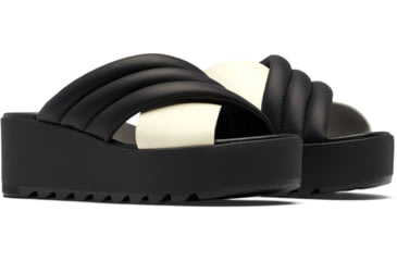 Image of Sorel Cameron Flatform Puff Mule Sandals - Womens, Black/Sea Salt, 7 US, 2030451-010-7