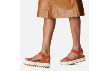 Image of Sorel Cameron Flatform Suede Sandals - Womens, Desert Sun/Chalk, 9 US, 1986451-806-9