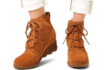 Image of Sorel Evie Lace-Up Boots - Womens, Suede Camel Brown, 10.5, 1870421224-10.5