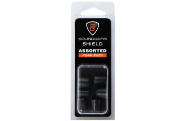 Image of SoundGear Shield Assorted Foam Protective Ear Buds, 32 dB, Pack of 6, 1 Pair of 3 Sizes, Black, P00009810