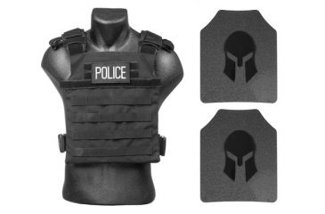 Image of Spartan Armor Systems AR500 Omega Body Armor Active Shooter Kit/police Tactical Gear Single Curve, Full Coat, Black, Medium-Extra Large SAS-PKG500-ACTSH-FC-KIT