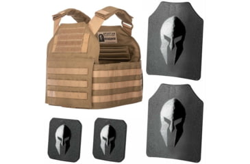 Image of Spartan Armor Systems Shooters Cut And Omega AR500 Body Armor Package, Small/Extra Large, Tan, Adjustable, SA-AR500PKG-SHPC-TAN-SP