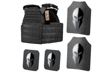 Image of Spartan Armor Systems Spartan Sentinel Plate Carrier and Spartan Omega AR500 Body Armor Platform, Black, Adjustable, SAS-PKG500-STNL-FC-BK-KIT, SAS-PKG500-STNL-FC-BK-KIT