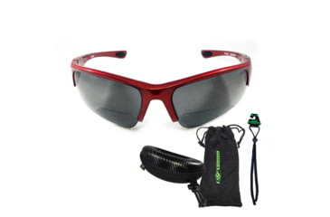 Image of SSP Eyewear Entiat CF+ Bifocal Shooting Glass Readers w/ 1.25 Magnification, Red Frame, Clear Mirrored Lens, ENTIAT 12 RED M