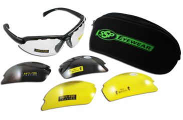 Image of SSP Eyewear Top Focal Assorted Interchangeable Shooting Glasses w/ 1.00 Magnification, Black Frame, Amber, Clear And Smoked Lenses 011711955107