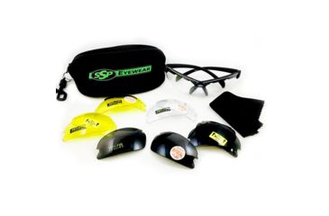 Image of SSP Eyewear Top Focal Shooting Glasses Ultra Kit w/ 1.25 Magnification, Black Frame, 12 Amber, Clear And Smoked Lenses 011711956302