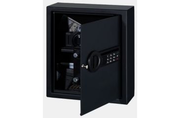 Image of Stack-On Personal Drawer/Wall Safe w/Electronic Lock,1 Shelf,12.36x4.72x14.37in,Matte Black PDS-1505