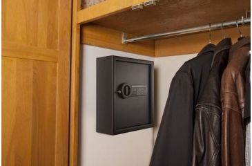 Image of Stack-On Personal Drawer/Wall Safe w/Electronic Lock,1 Shelf,12.36x4.72x14.37in,Matte Black PDS-1505