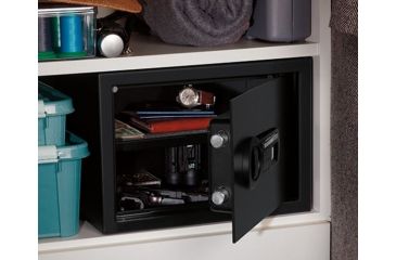 Image of Stack-On Standard Personal Safe w/Biometric Lock,1 Shelf,13.88x9.88x9.88in,Matte Black PS-15-10-B