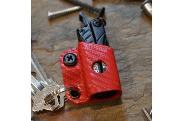 Image of StatGear Kydex Keychain Sheath for Gerber Dime &amp; Leatherman Squirt, Carbon Fiber Red, GDIME-CF-RED