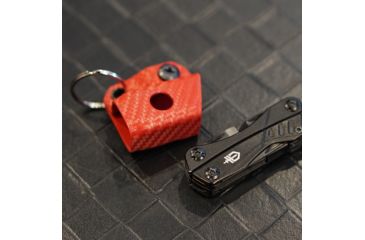 Image of StatGear Kydex Keychain Sheath for Gerber Dime &amp; Leatherman Squirt, Carbon Fiber Red, GDIME-CF-RED