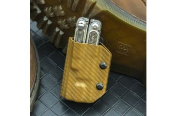 Image of StatGear Kydex Sheath for Leatherman Free P2, Carbon Fiber Brown, LP2-CF-BRN