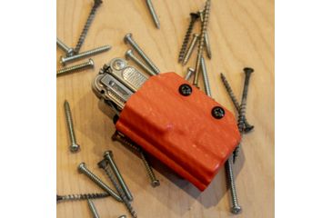 Image of StatGear Kydex Sheath for Leatherman Free P2, Carbon Fiber Orange, LP2-CF-ORNG