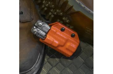 Image of StatGear Kydex Sheath for Leatherman Free P2, Carbon Fiber Orange, LP2-CF-ORNG