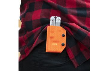 Image of StatGear Kydex Sheath for Leatherman Free P2, Carbon Fiber Orange, LP2-CF-ORNG