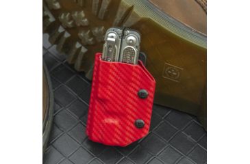 Image of StatGear Kydex Sheath for Leatherman Free P2, Carbon Fiber Red, LP2-CF-RED