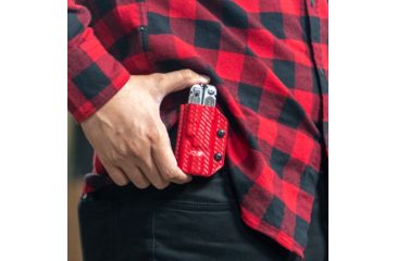 Image of StatGear Kydex Sheath for Leatherman Free P2, Carbon Fiber Red, LP2-CF-RED