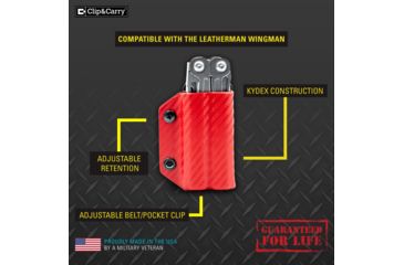 Image of StatGear Kydex Sheath for Leatherman Wingman &amp; Sidekick, Carbon Fiber Red, LWING-CF-RED