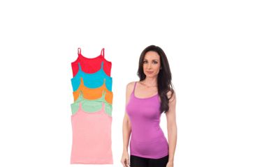 Image of Womens Camisol - 6pk - Hemlock, Radiant Orchid, Scuba Blue, Strawberry Ice, Tangerine, Tomato, Multicolor, Large