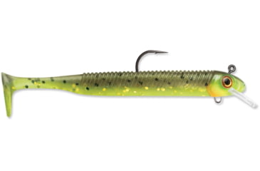 Image of Storm 360GT Searchbait Swimmer, 3.5", 1/8oz Jig, #2/0 Hook 1 Rigged/2 Bodies, Hot Olive, SBS35HO-18J