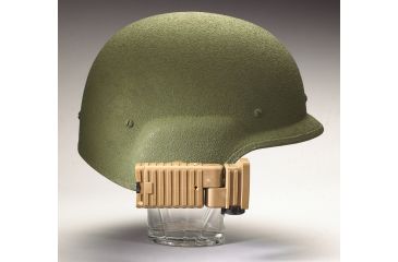 Image of Stream Light Sidewinder Tactical Light - Coyote - shown mounted on helmet