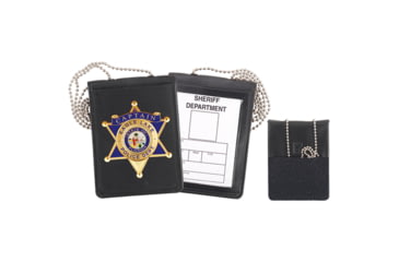 Image of Strong Leather Recessed Velcro w/Chain Badge And ID Holders, Black, 3 in x 4 in, 71600-1022