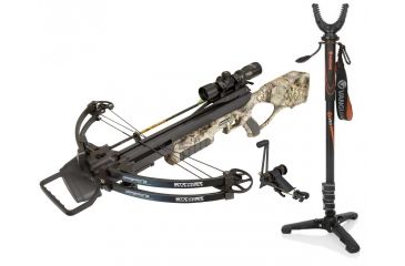 Image of Stryker Offspring Crossbow Pkg, Mossy Oak Break-Up Country, A12957 W/ Vanguard Veo Shooting Stick